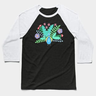 Floral peacock painted with gouache Baseball T-Shirt